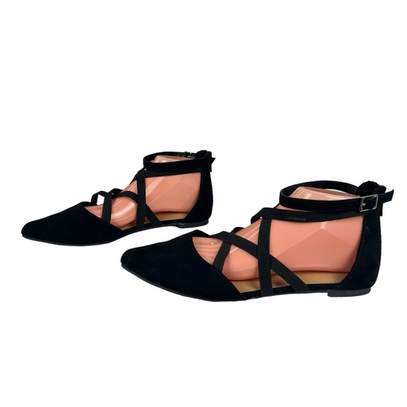 Torrid Faux Suede Elastic Criss-Cross Strappy Black Sandals Womens Size 9.5WW - Picture 3 of 13